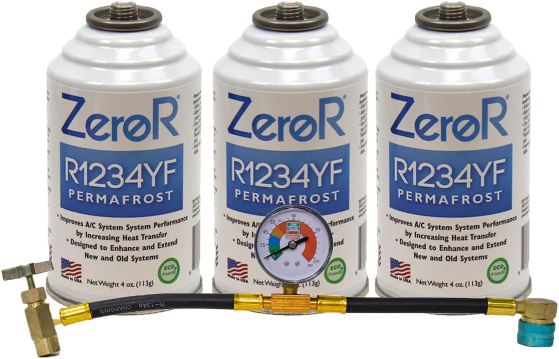ZeroR&reg; Permafrost for R1234YF Refrigerant AC Systems | Performance Booster | 3 Cans + Tap & Gauge