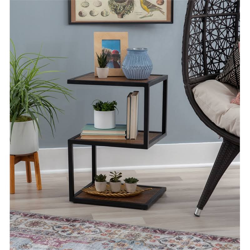 Powell Ellery Metal and Wood Accent Table in Black - PCYMX268