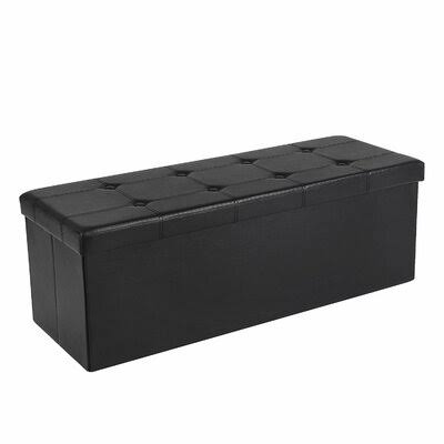 Oslo Chest Footrest Padded Storage Ottoman Red Barrel Studio Fabric: Black
