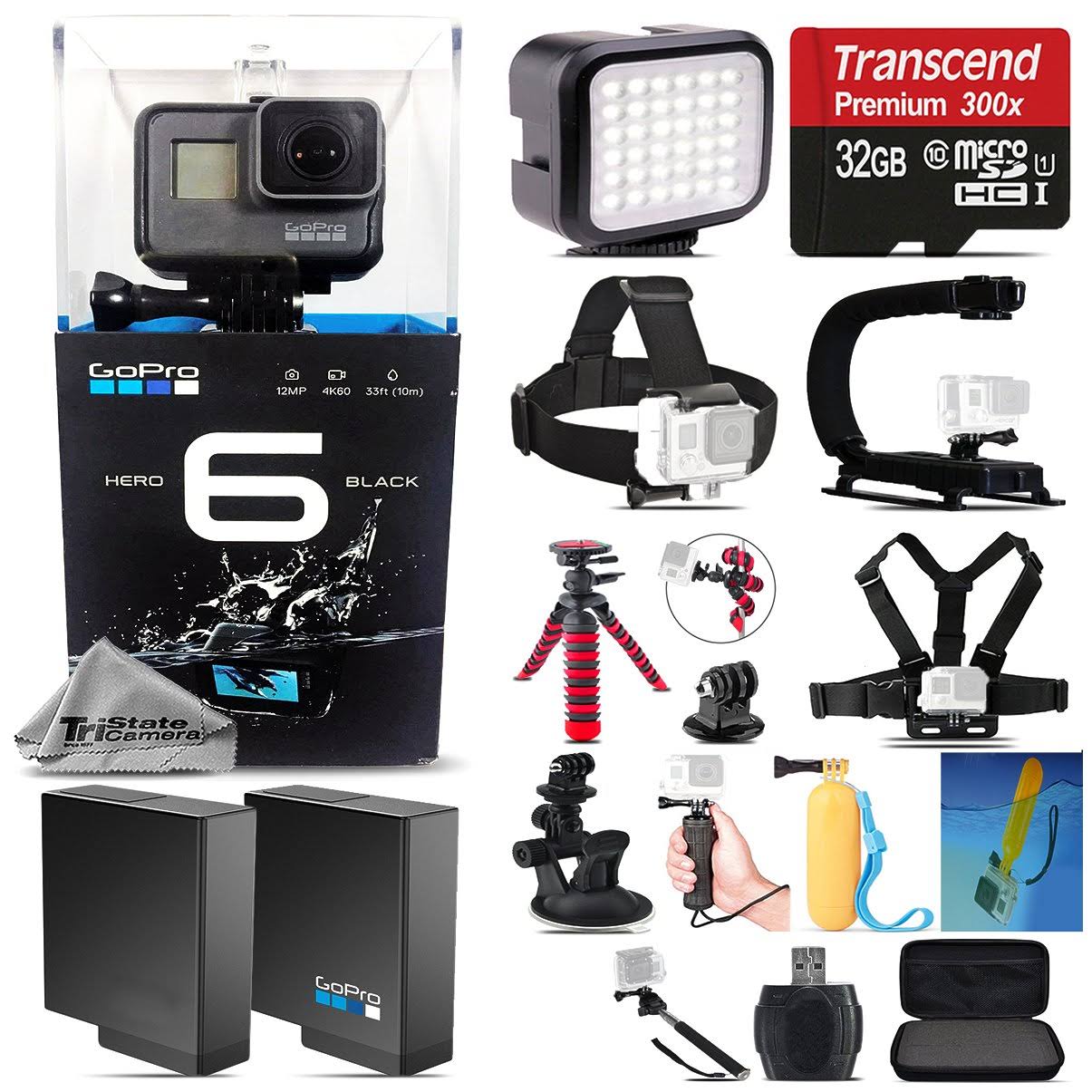GoPro Hero 6 Black 4K Ultra HD Camera + Extra Battery & Much More! - 32GB Kit GOPHERO6BKKA3