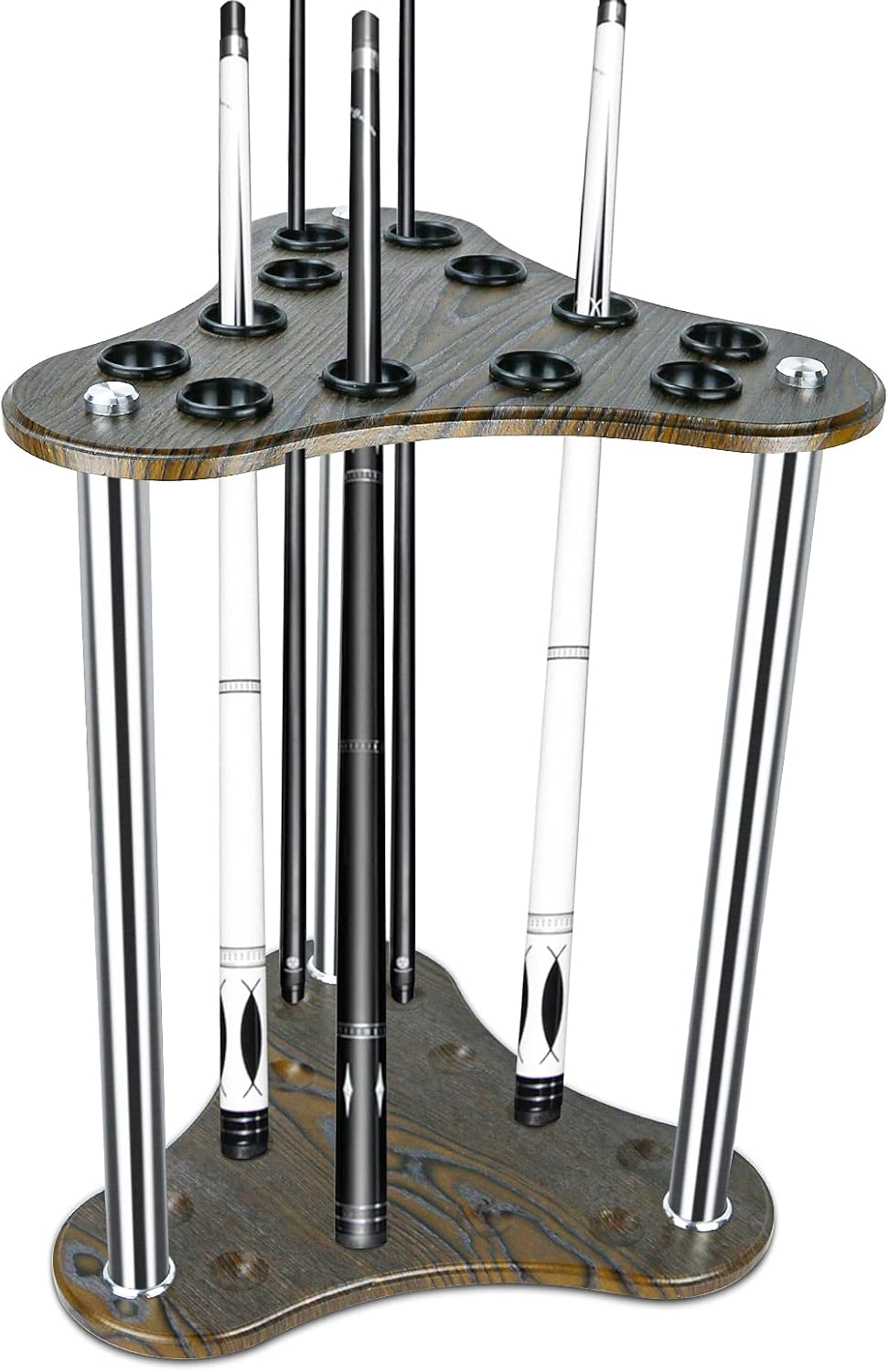 Frjjthchy 12 Pool Billiard Rack Wood Cue Racks Floor Pool Cue Organizers/Stand Pack of 2