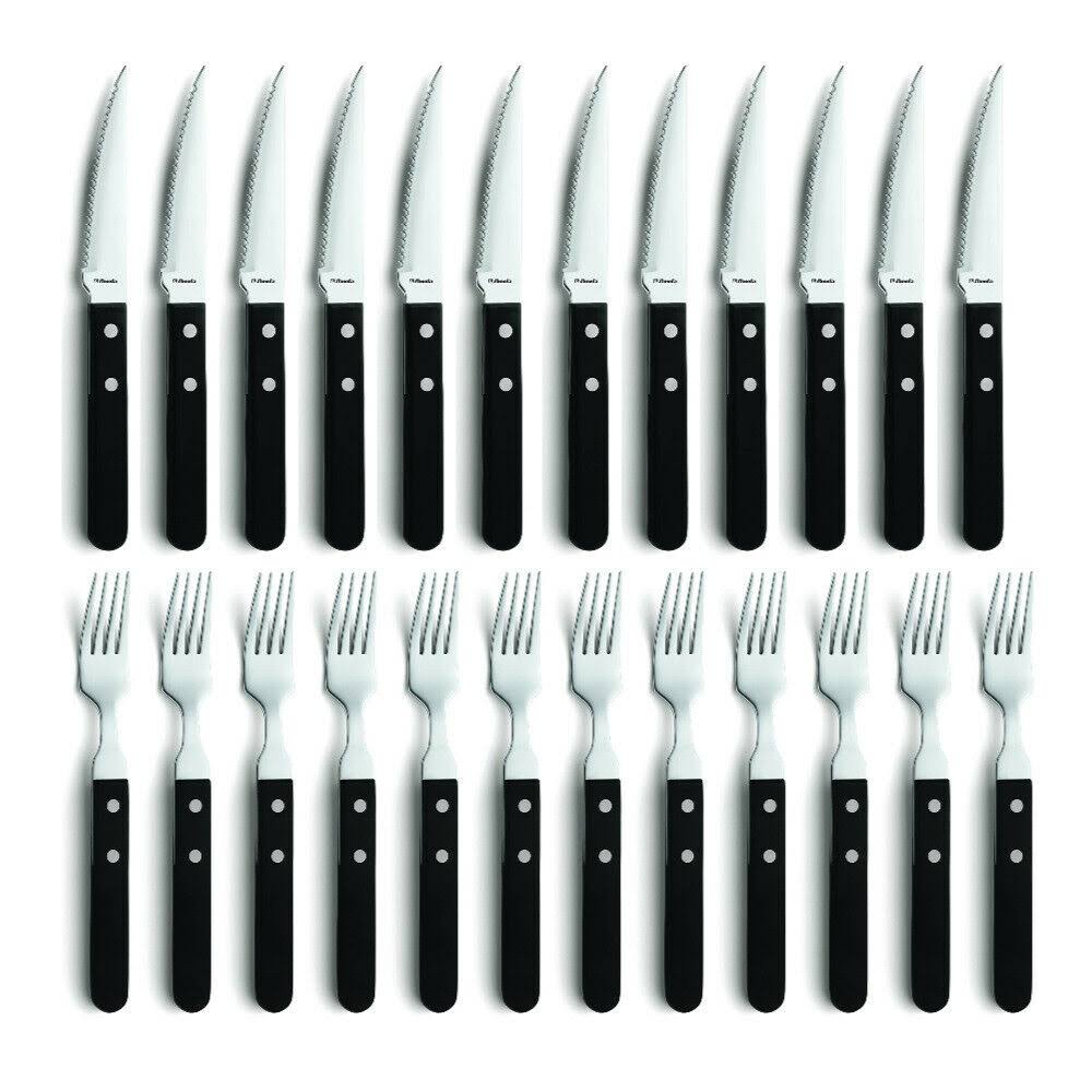 Amefa Steak Knives and Forks Server Set (Black, 24-Pack)