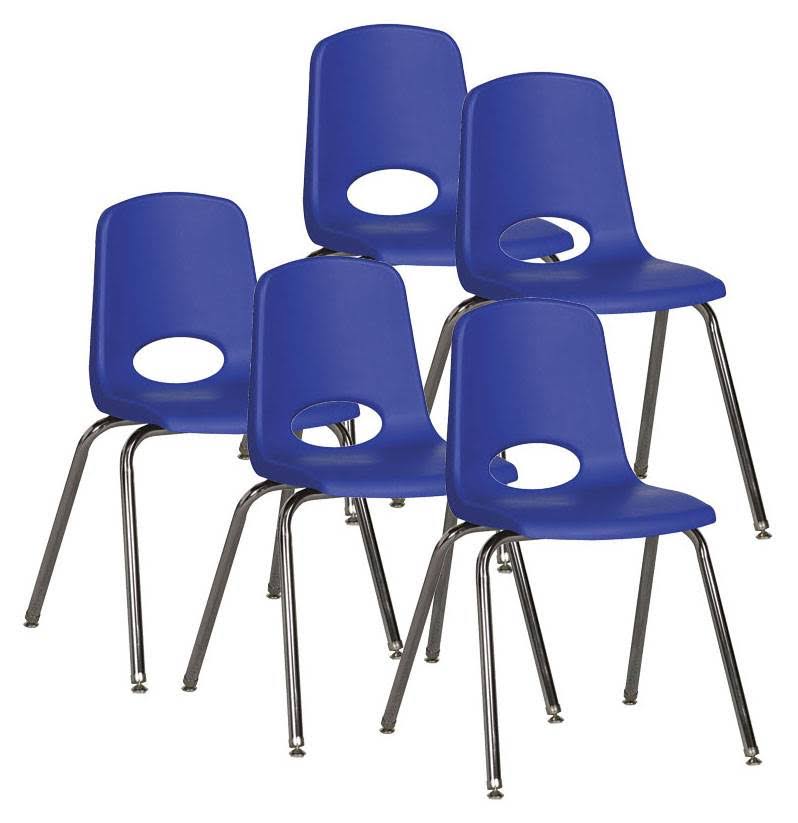 Ecr4kids Stack Chair with Swivel Glide in Blue - Set of 5