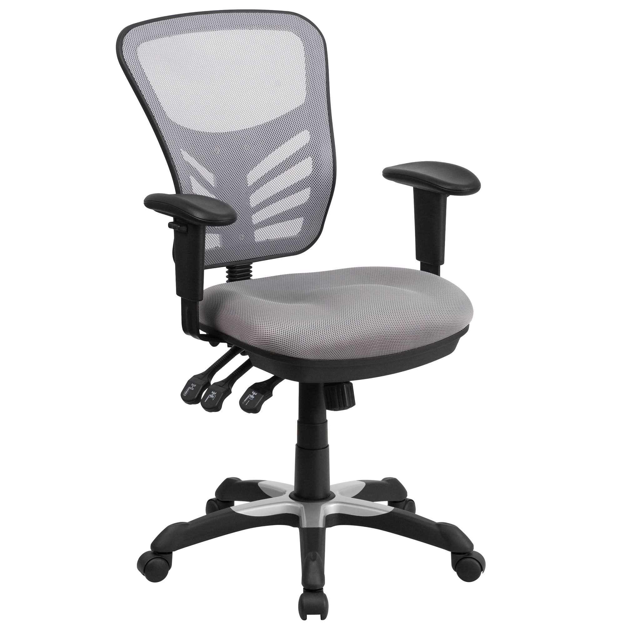 3.5' Gray and Black Contemporary Swivel Ergonomic Office Chair with Adjustable Arms
