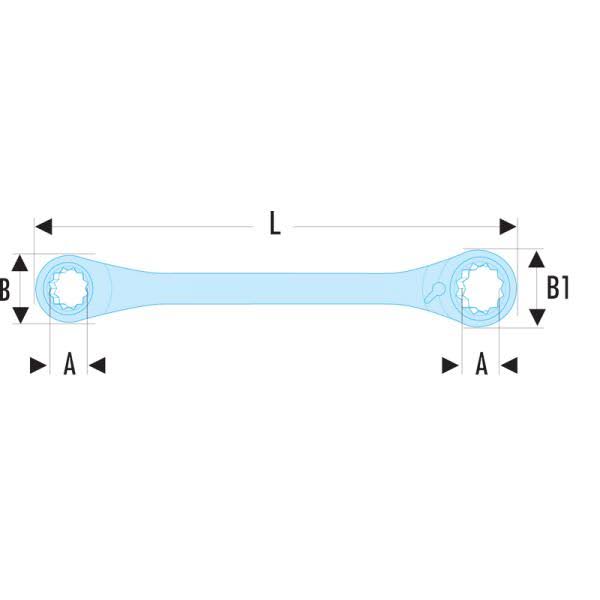 Facom - Metric Multi-Opening Straight Ratchet Ring Wrenches 64CS
