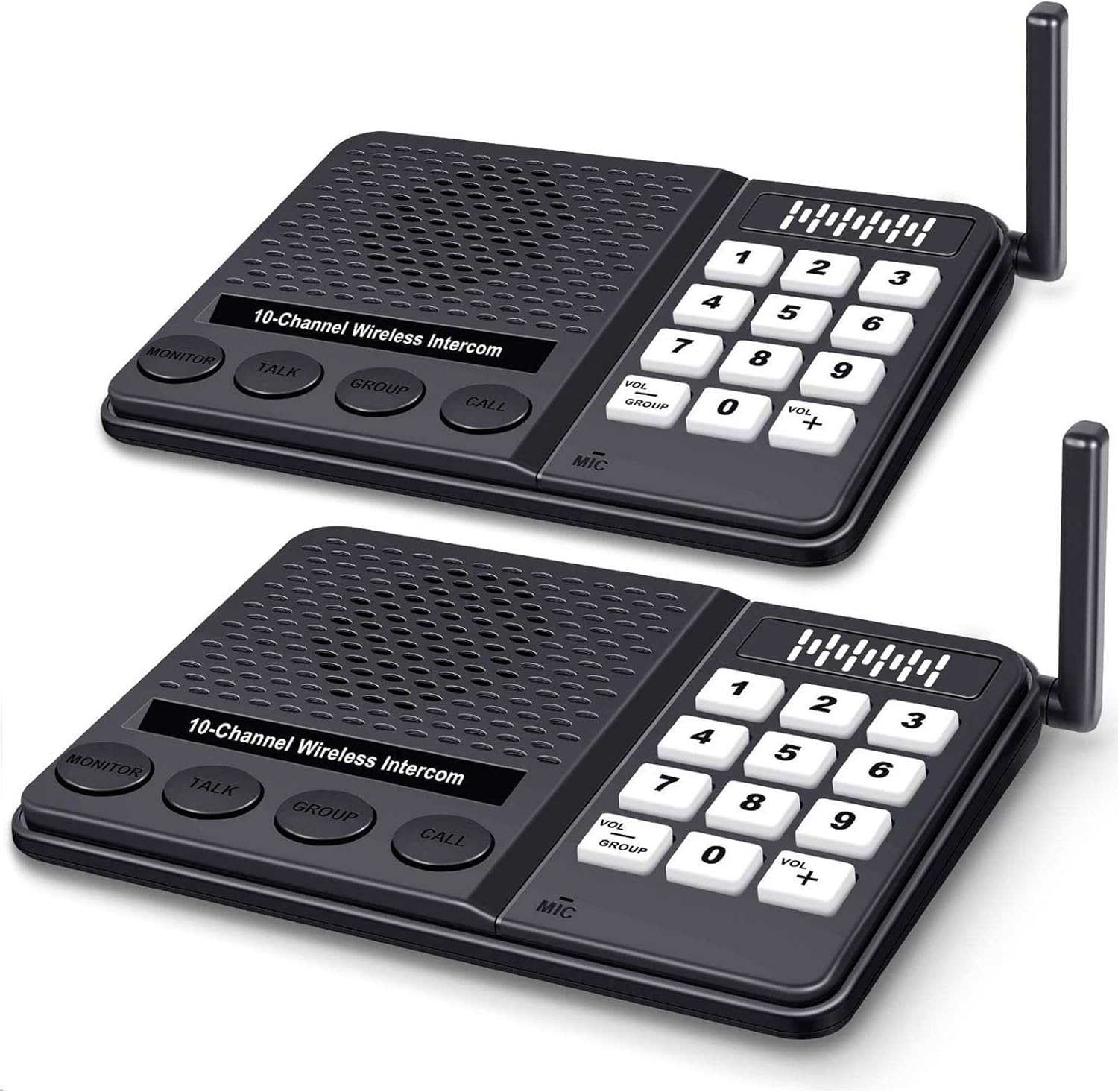 Intercoms Wireless for Home - GLCONN 1.1 Mile Range 10 Channel Wireless Intercom System for Business House Office - 2022 Upgraded Version Room to Room Intercom Communication System - 2 Pack Pack of 2