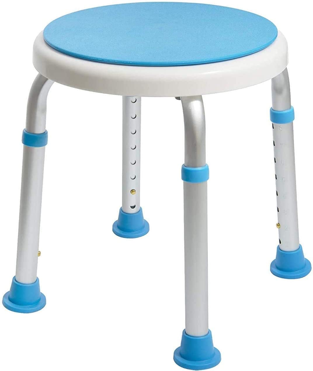 Medical Tool-Free Assembly Adjustable Swivel Shower Stool Seat Bench with Anti-Slip Rubber Tips for Safety and Stability Pack of 2