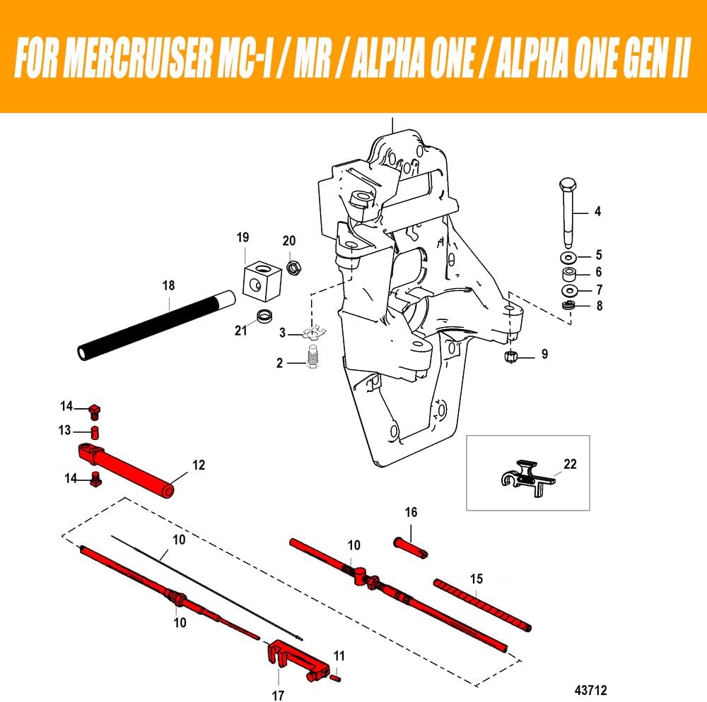 RANSOTO Intermediate Lower Shift Cable Kit Compatible with MerCruiser Stern Drives 1978-Up MC-I, MR, Alpha One and Alpha One Gen II Replace 865436A02 865436A03 18-2190