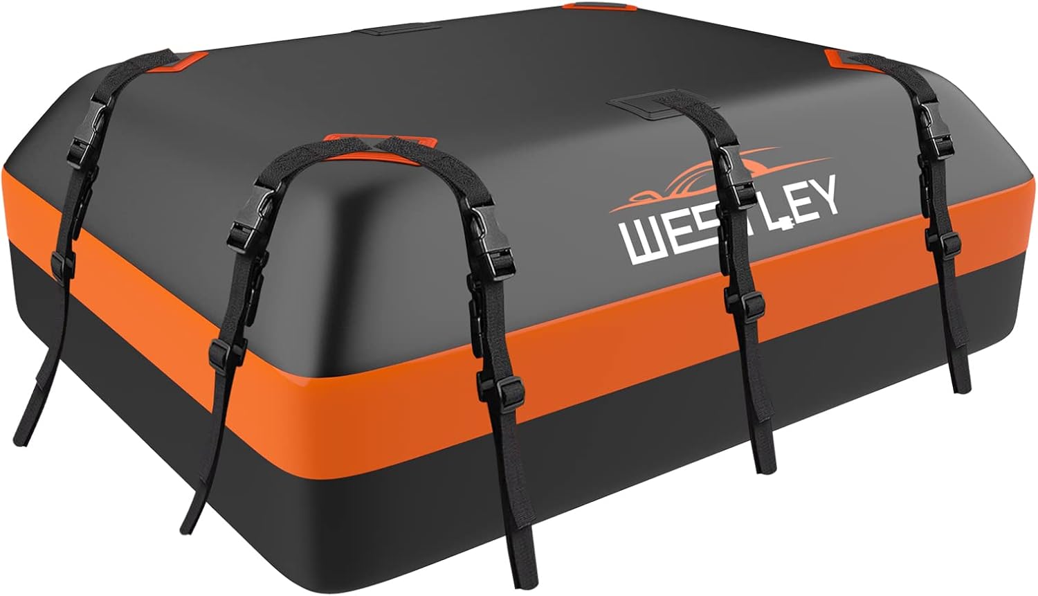 WESTLEY Rooftop Cargo Carrier, Vehicle Cargo Bag 100% Waterproof Suitable for Cars with or Without Roof Rack, 15 Cubic Feet Accompanied with 1 Storage Bag, 1 Anti-Slip Mat, 2 Extra Straps and 6 Hooks