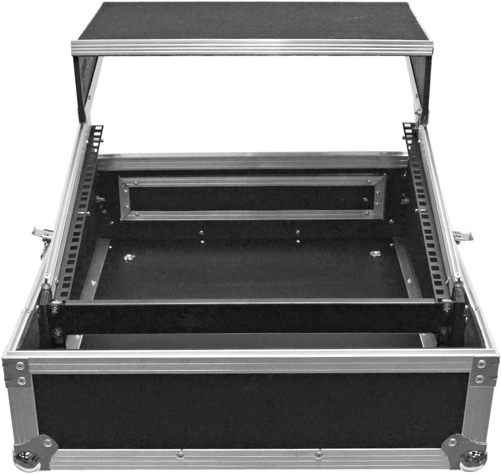 Seismic Audio - SATAC2x10 - Heavy Duty 2 Space ATA Rack Case with 10U DJ Mixer Top and Laptop Shelf - Pro Audio DJ Rack with Sliding Shelf