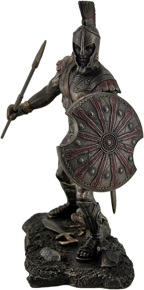 Achilles Trojan War Greek Hero Statue w/Shield and Spear