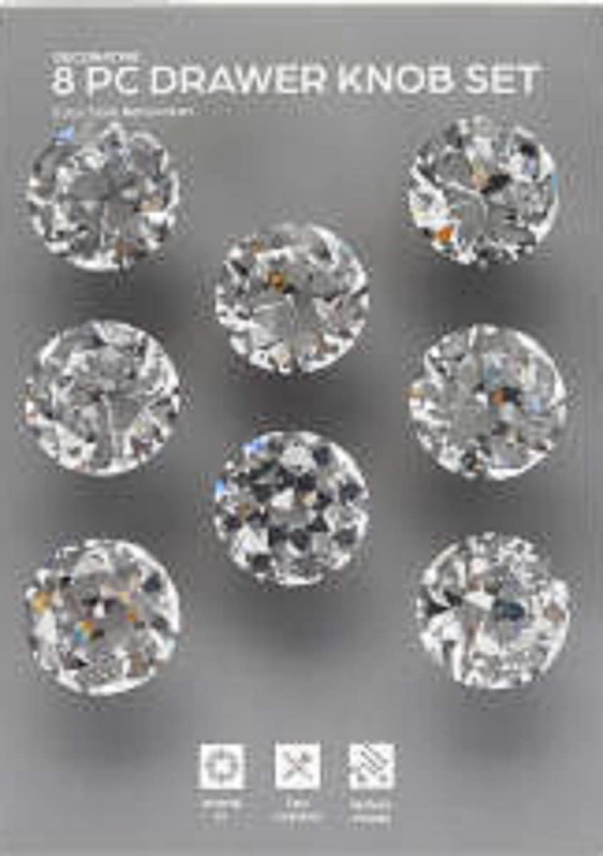 Clear Half-Round 8-Piece Crystal Drawer & Cabinet Knob Set Pack of 2