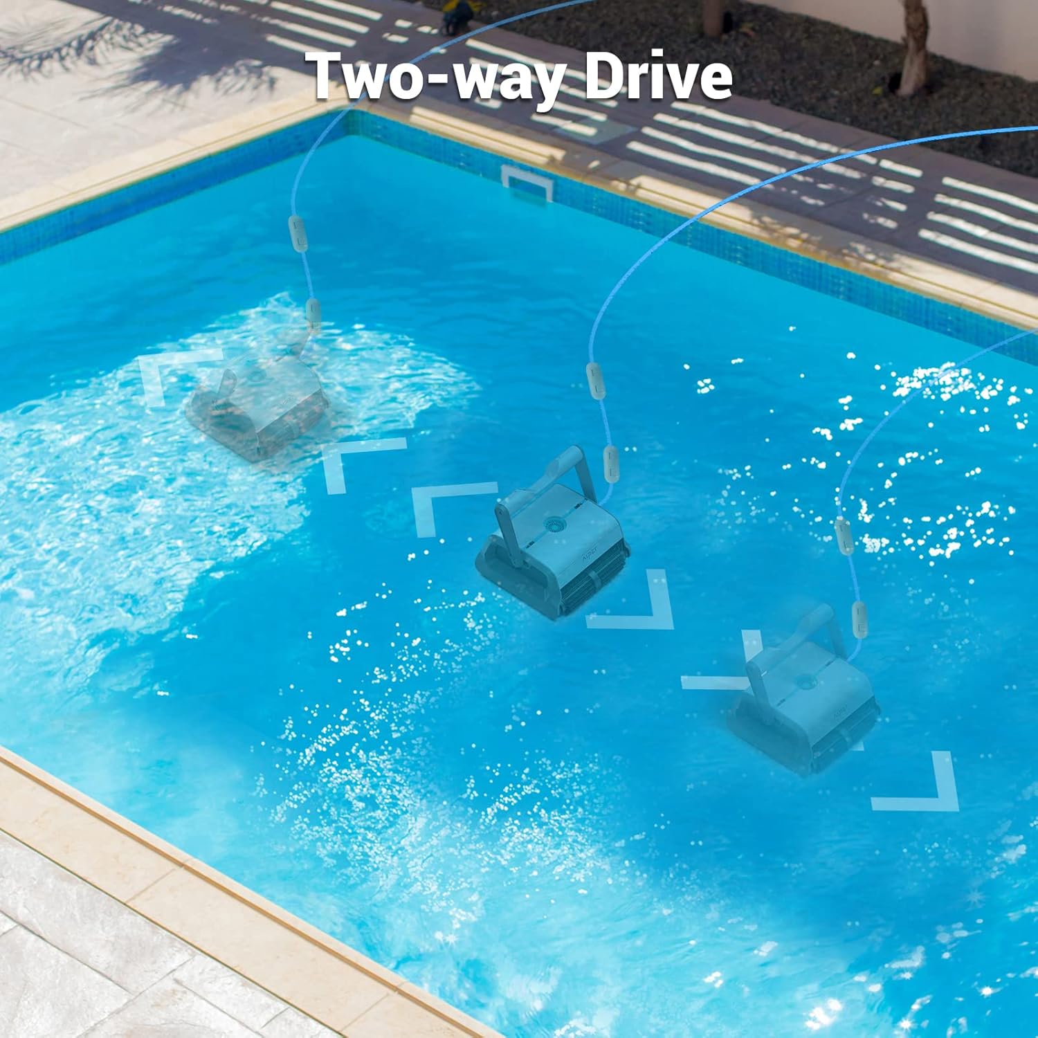 AIPER Automatic Pool Cleaner with Wall Climbing, Tangle-Free Cable & Dual-Filter Basket, Powerful Suction Robotic Pool Vacuum, Perfect for Inground Pools up to 50ft - Orca 1300