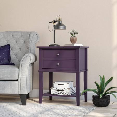 Ameriwood Home Franklin Accent Table with 2 Drawers, Purple