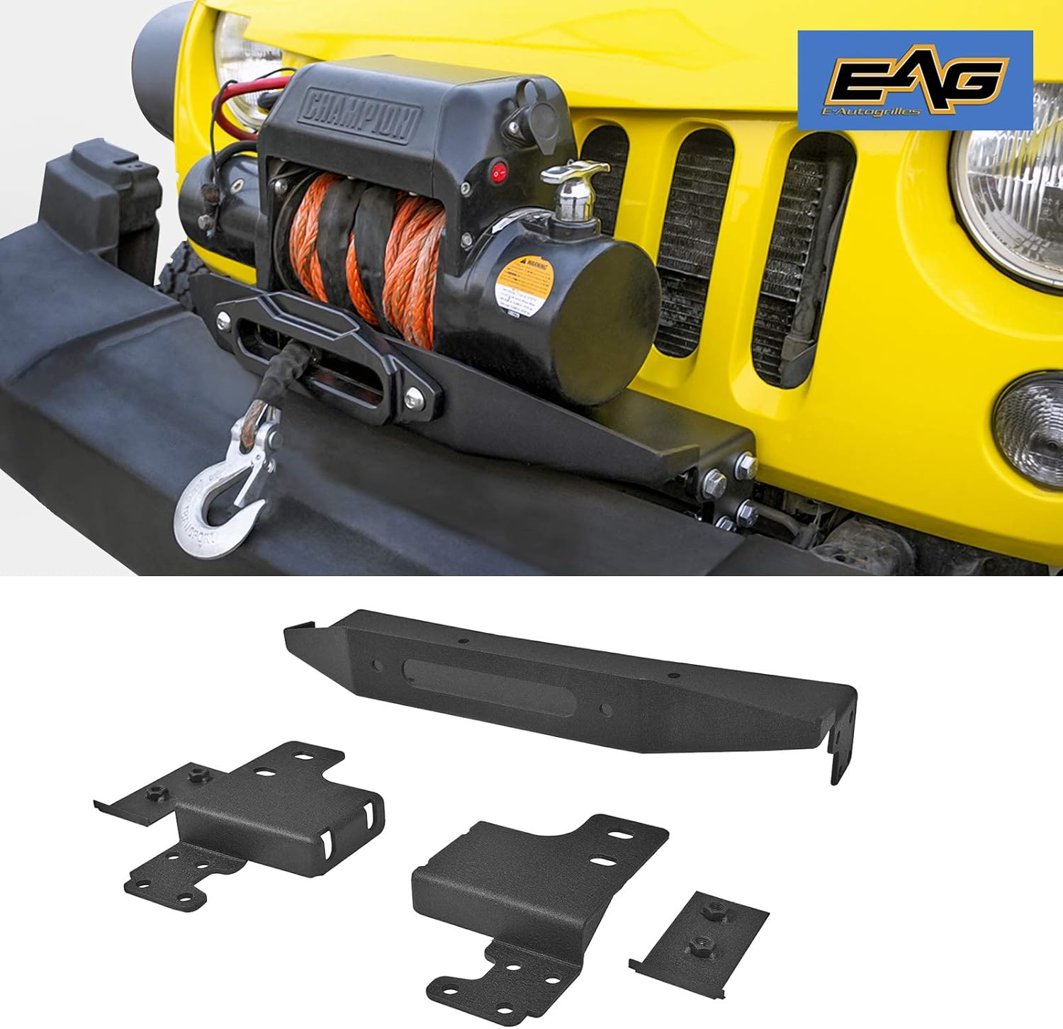 EAG Raised Winch Mounting Plate for OE Factory Bumper Compatible with 07-18 Wrangler JK