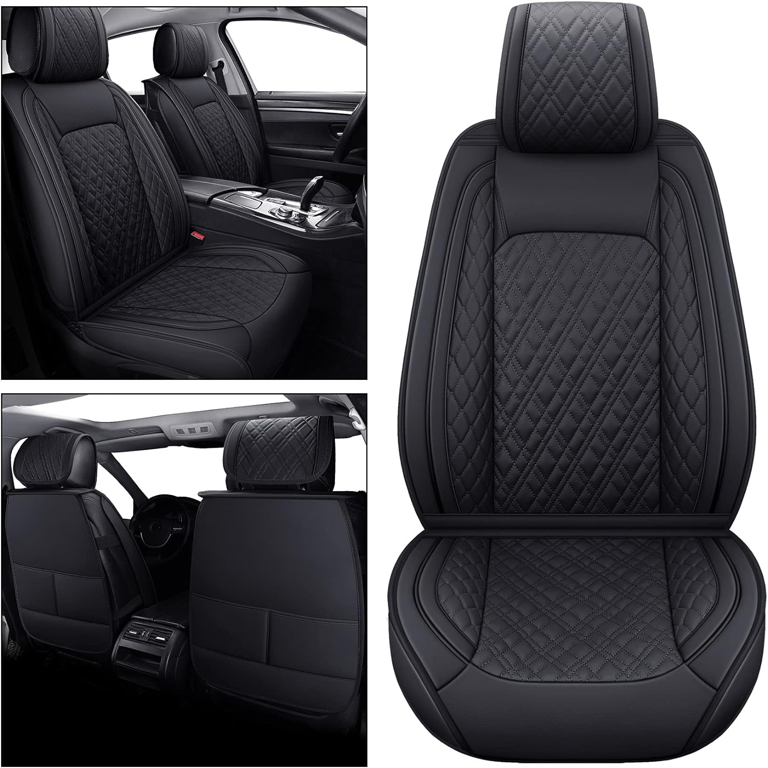 YIERTAI Universal Seat Covers for Subaru Forester Legacy Outback Impreza Tribeca WRX Colorado Crosstrek XV Crosstrek Tribeca Waterproof Faux Leather Full Set(Full Set/Black-Grey)
