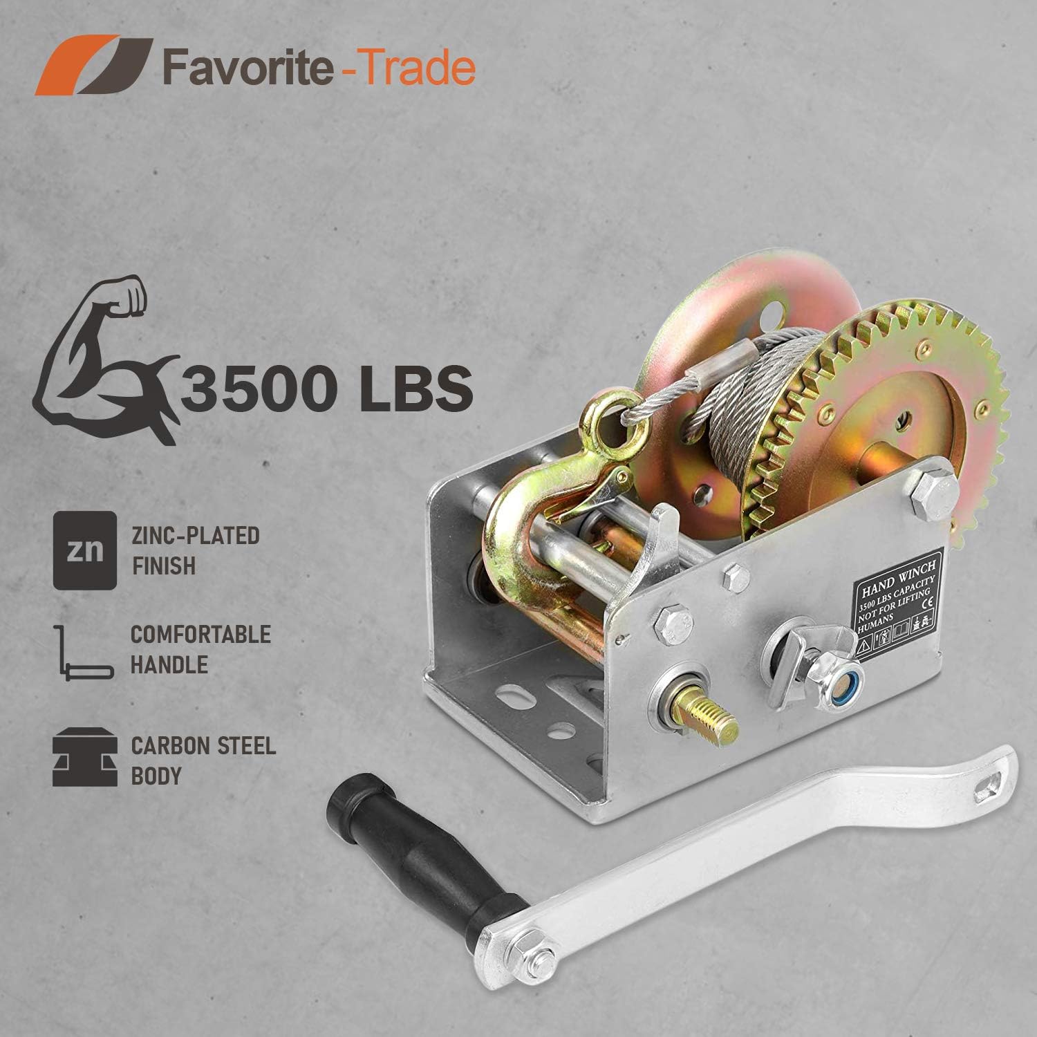 New 2021 Trailer Winch – Durable Hand Crank – 3500 lbs Hand Winch with Cable Pack of 2