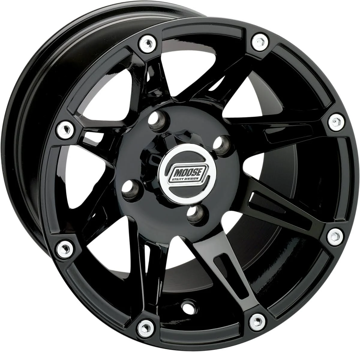 Moose Gloss Black 387X 12x8 Wheel - 0230-0451