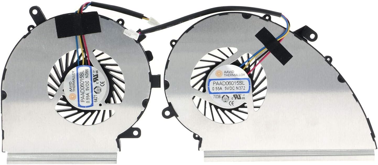 CPU & GPU Cooling Fan for MSI GE72VR GP72VR GL72VR MS-179B 4 pin PAAD06015SL N366 N372 Pack of 2