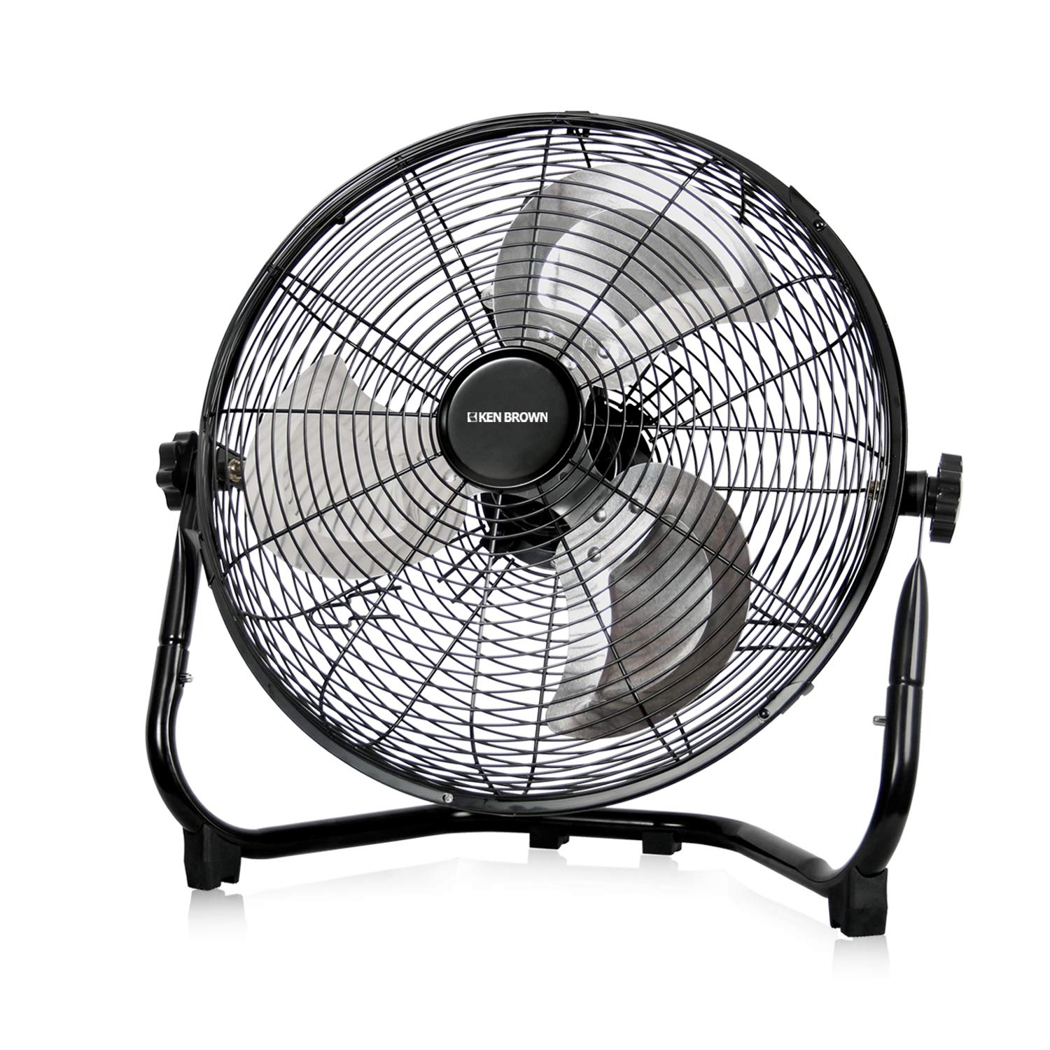 KEN BROWN 14 Inch High Velocity Floor Fan 3-Speed 360&deg; Adjustable Tilting Powerful Airflow for Home,Residential Use, Black