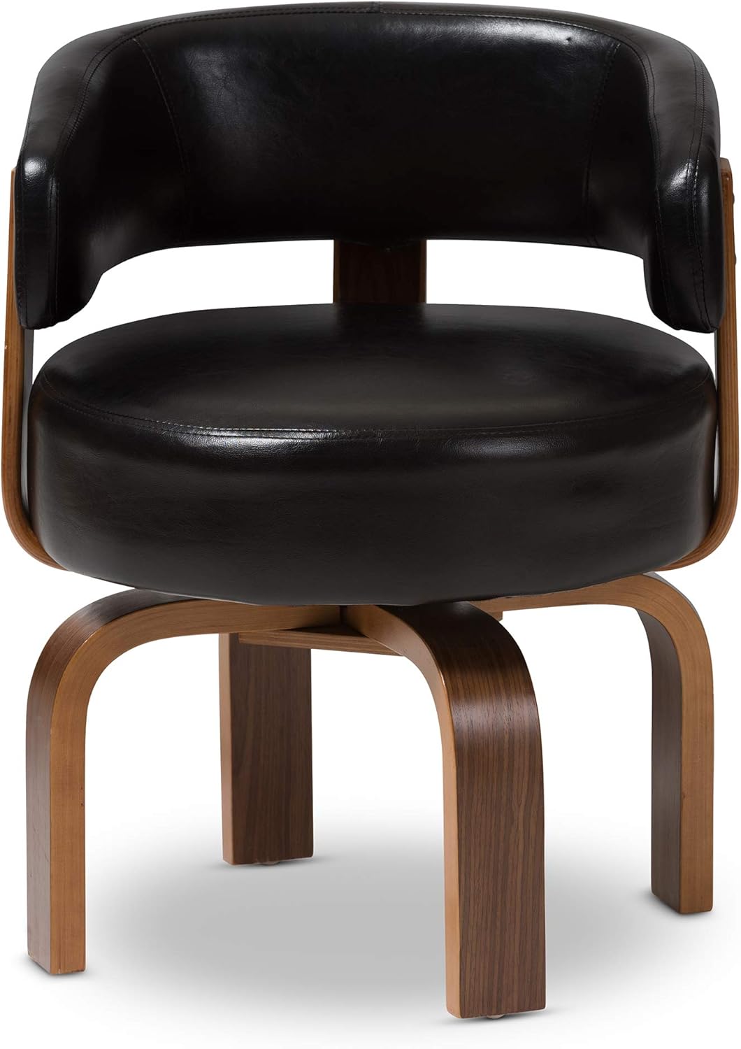 Baxton Studio Fortson Accent Chair, Walnut/Black