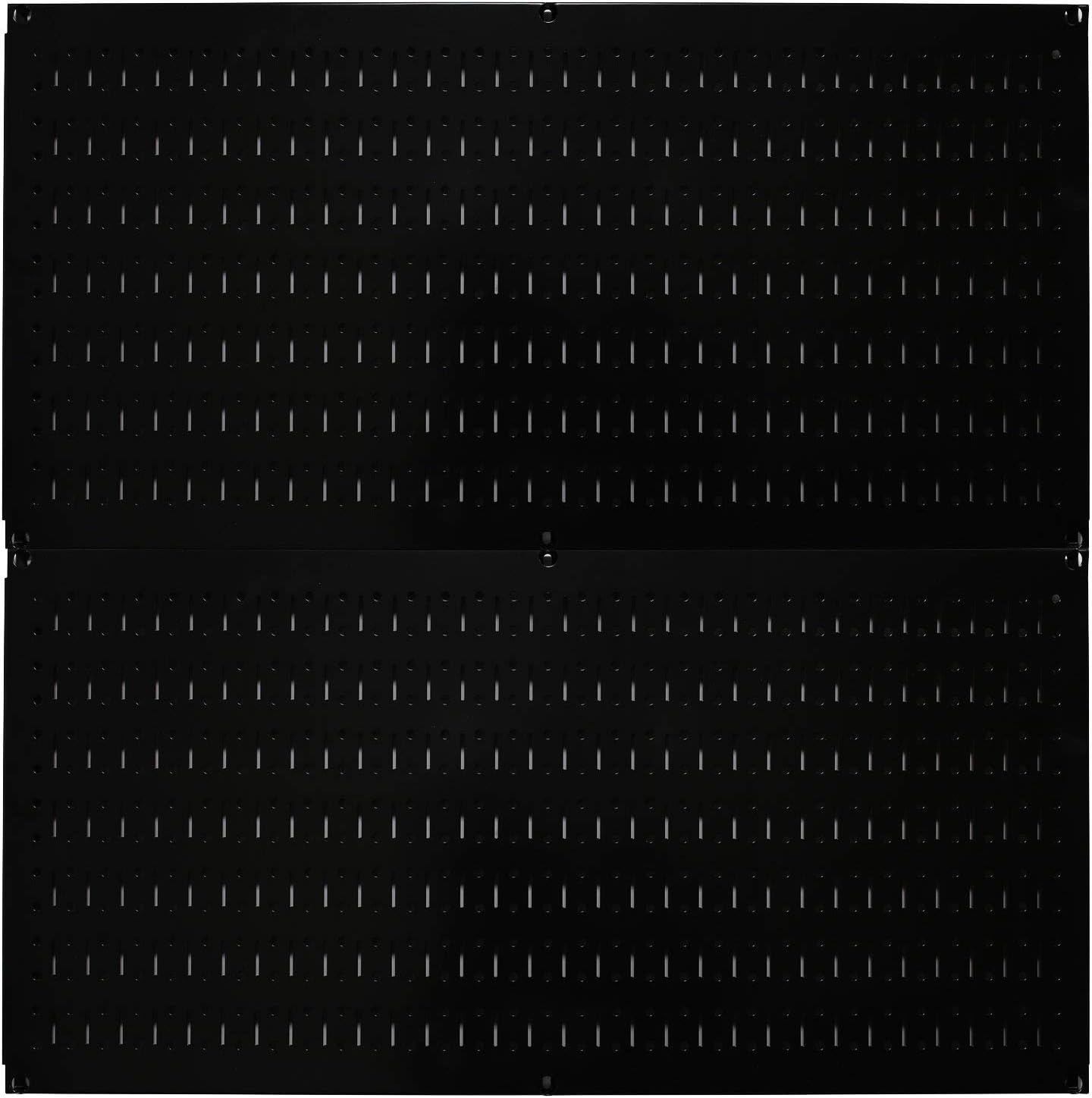 Wall Control Pegboard Rack Horizontal Metal Pegboard Garage Tool Storage Pack - Two 32-Inch Wide x 16-Inch Tall Easy to Install Peg Boards (Black) Pack of 2