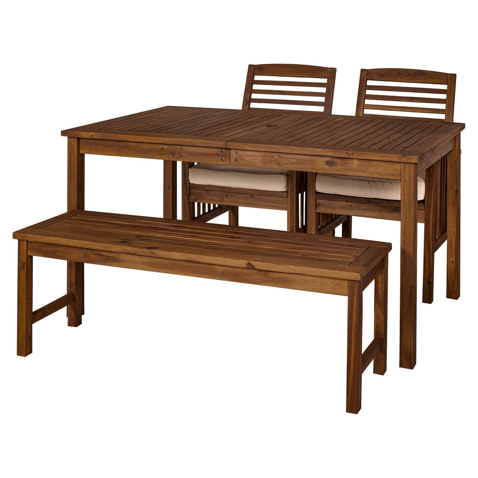Manor Park Acacia Wood Simple 4 Piece Patio Dining Set, Brown
