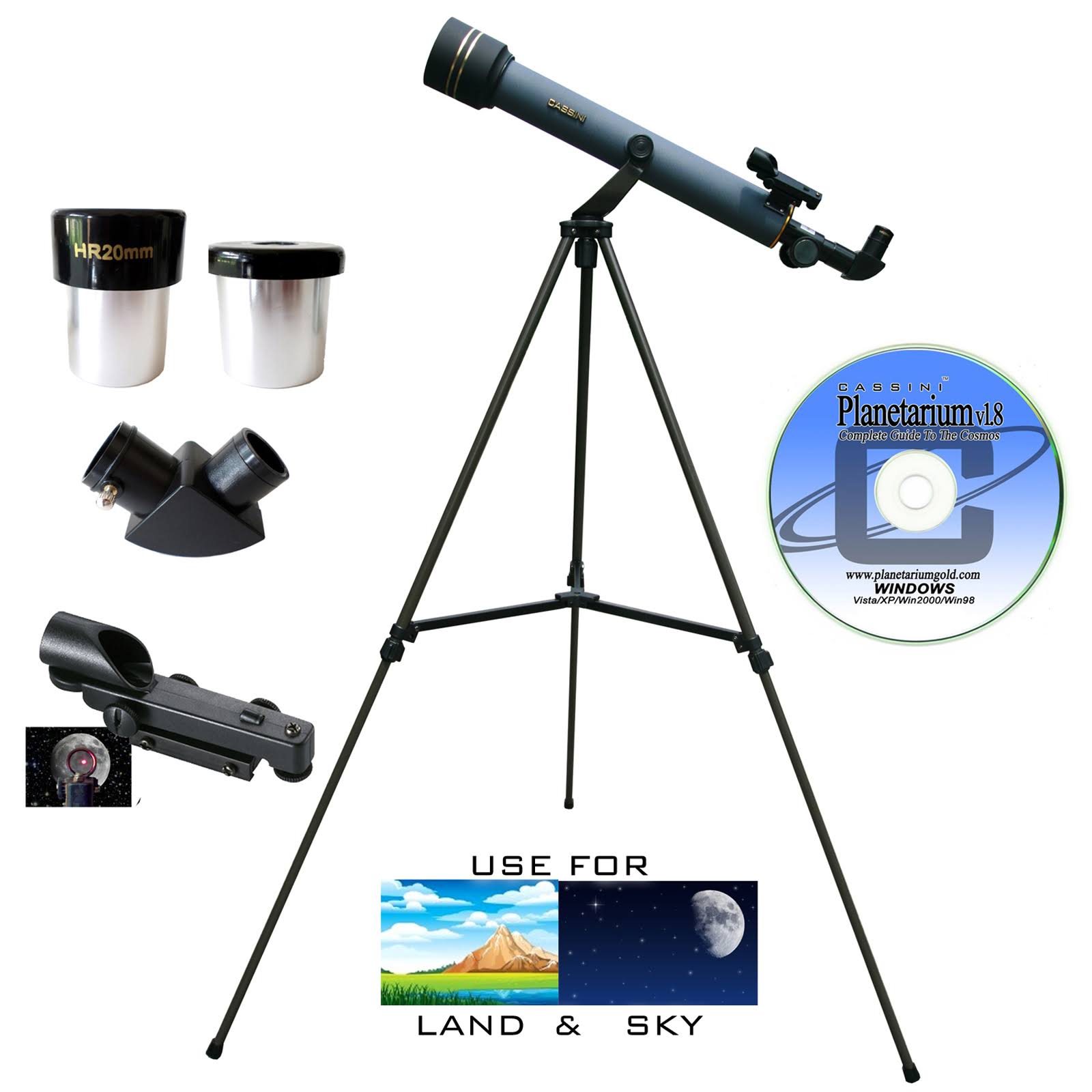 Cassini C-650 Refractor Telescope with Tripod - 50mm - 2 Pack