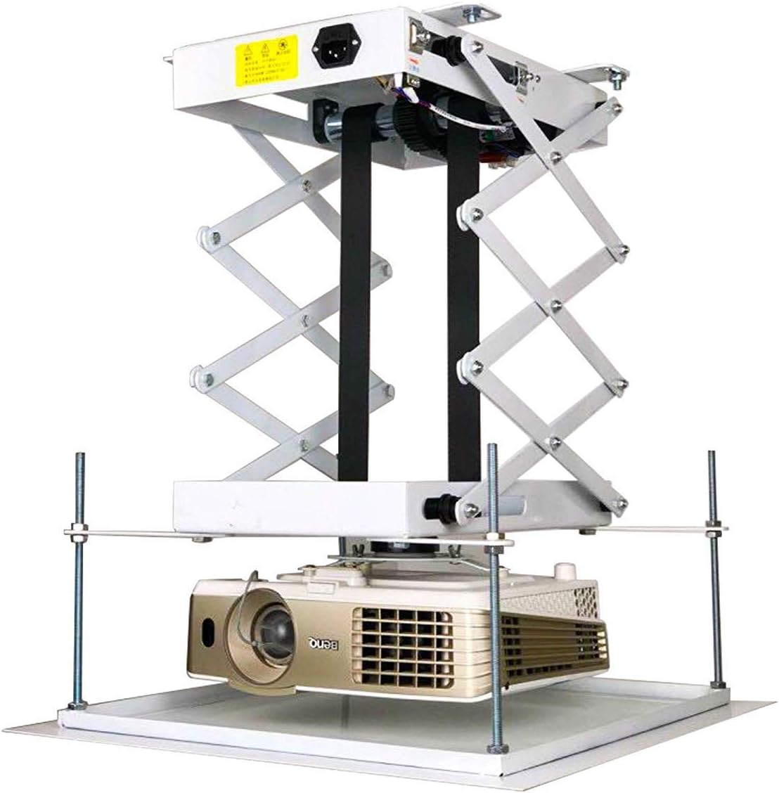 CGOLDENWALL Electric Projector Lift Motorized Projector Mount Projector Hanger Electric Ceiling Mount Bracket for Cinema Hall School Max Load 20kg/ Base Plate 600X600mm (Running Distance: 0.7 M)