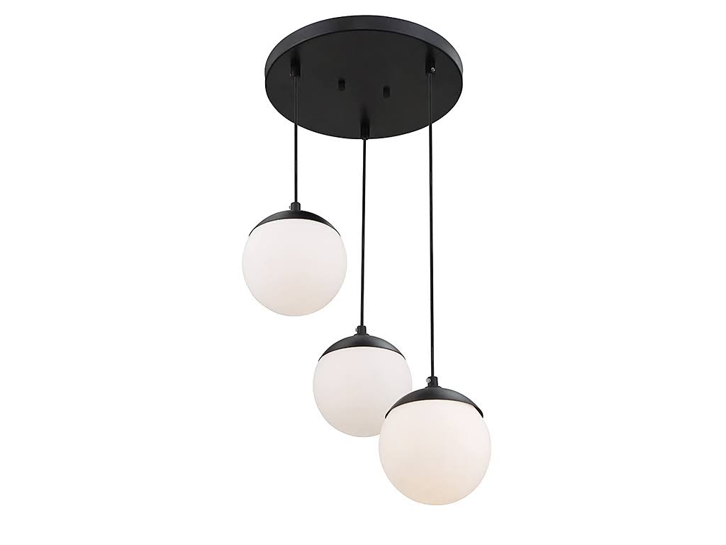 Meridian M10055MBK 3 Light Multipoint Chandelier - Matte Black