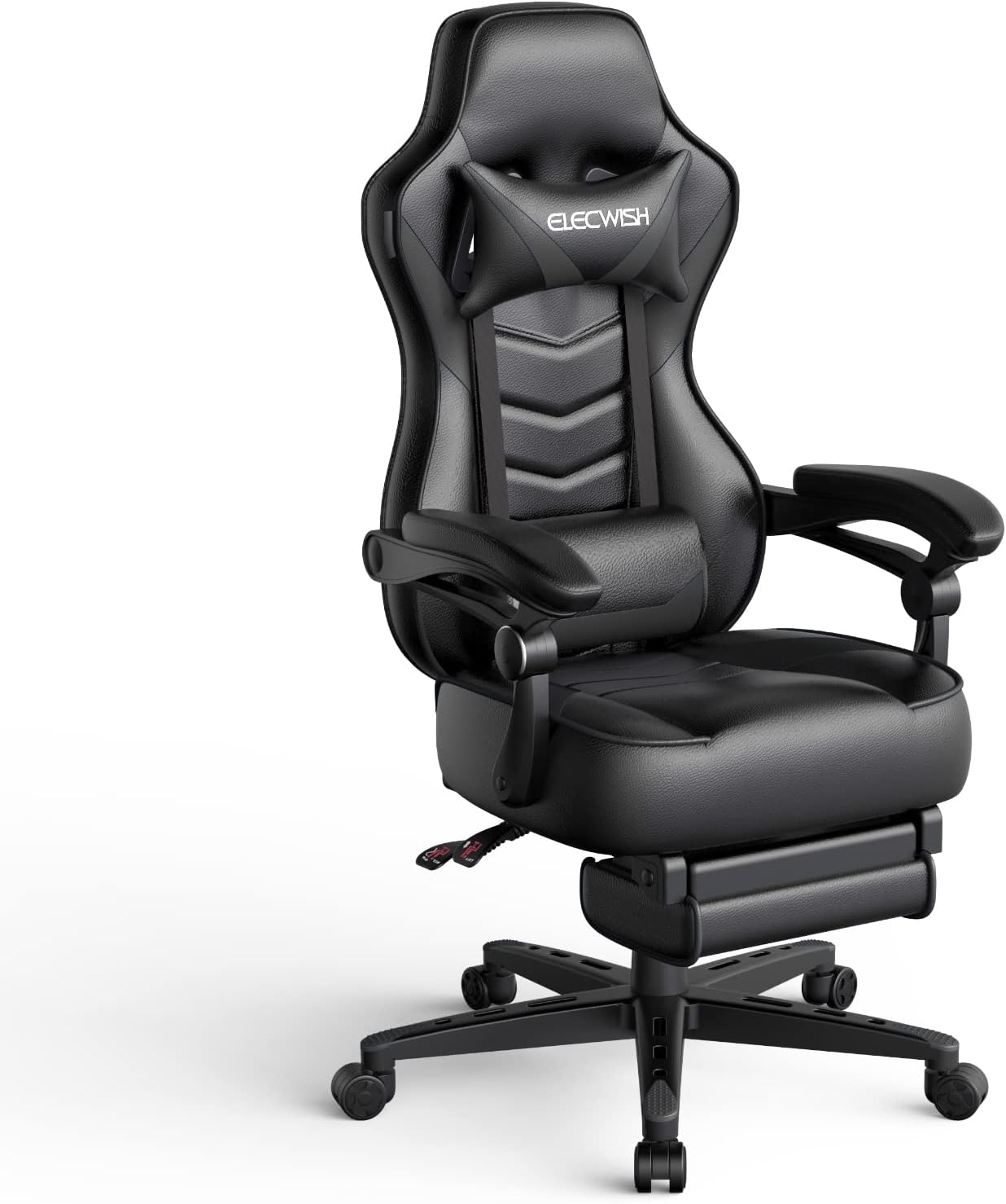 Gaming Chair for Adults Ergonomic Racing Style High Back Computer Chair with Footrest Headrest and Lumbar Support PU Leather 90-150 Degree Tilt