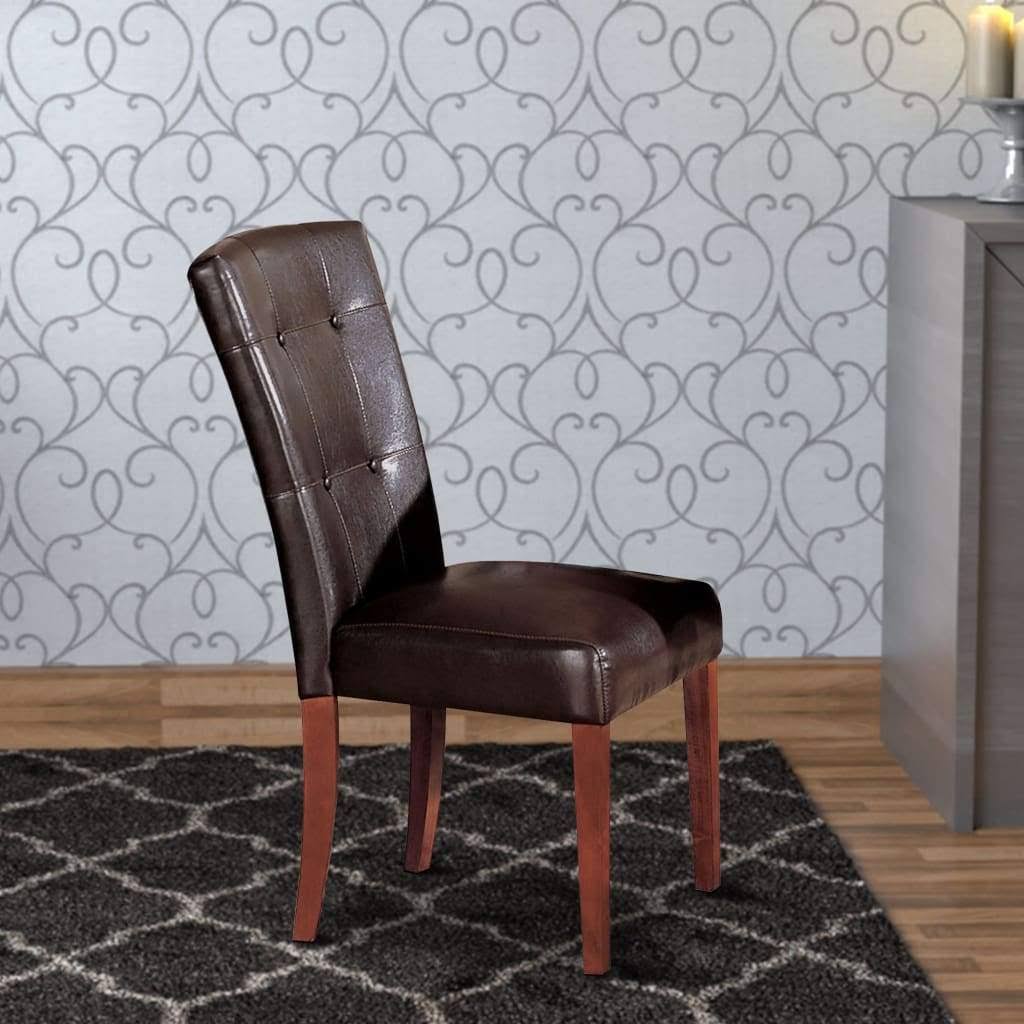 Acme Bologna Side Chair (Set of 2) Espresso PU u0026 Brown Cherry