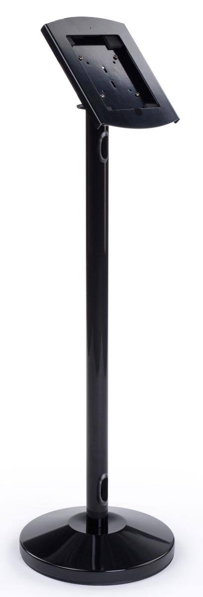 iPad Floor Stand, Locks, Tilts, and Rotates, Exposed Home Button, Compatible, Card Readers, Black Steel (ipsc3bkex)