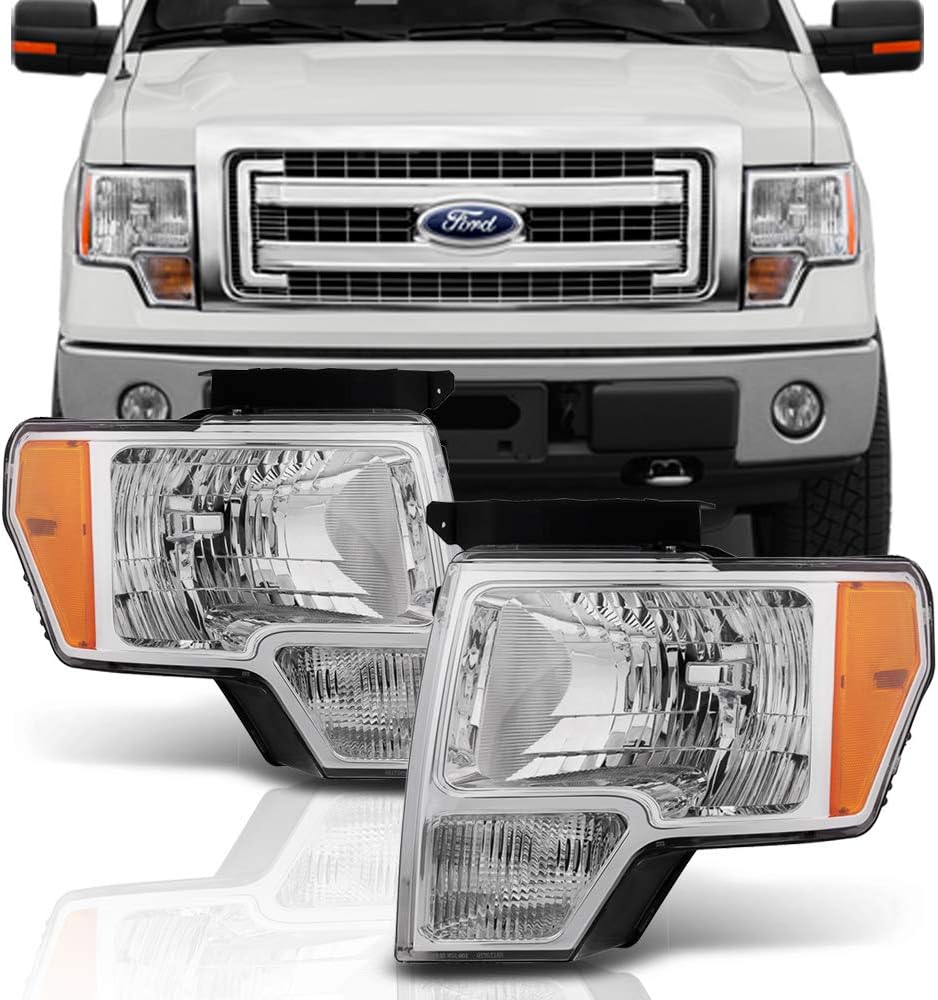 ACANII - For [Halogen Model] 2009-2014 Ford F150 Pickup Headlights Headlamps Assembly Pair Set Driver + Passenger