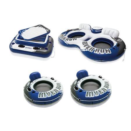 Intex 72 Can Beverage Cooler u0026 2 Person Tube Float u0026 1 Person Tube (2 Pack), White