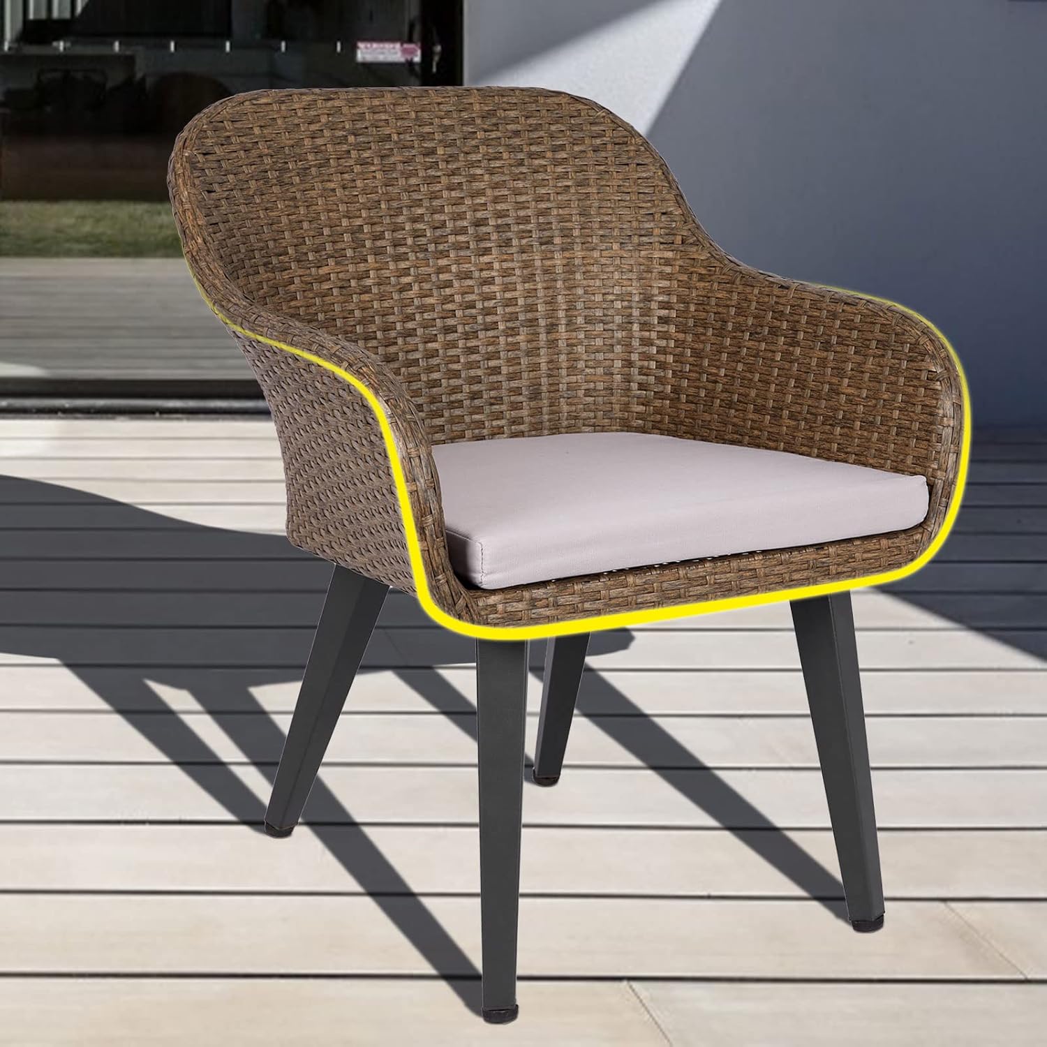 Choneowell All-Weather Wicker Furniture Patio Bistro Conversation Set with Cushions with Ergonomic Chairs,Patio Furniture for Balcony, Garden, Balcony, Deck, Backyard,Brown