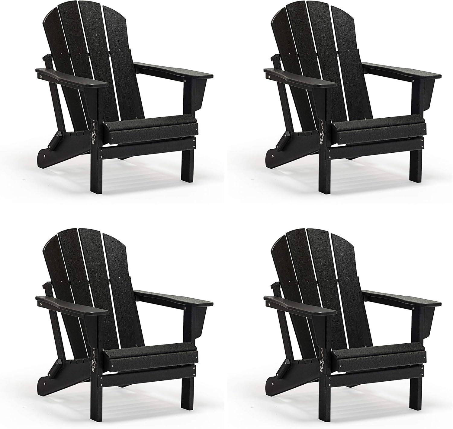 WO 4 Piece Set Outdoor Folding Poly Adirondack Chair for Backyard, Lawn, Patio, Deck, Garden, Weather Resistant Polyethylene Plastic Lounger, Orange