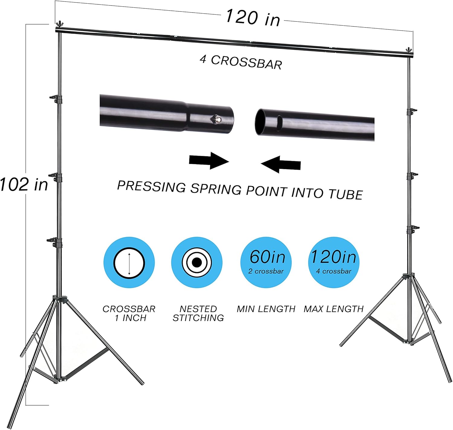 EMART 8.5x10ft Photography Backdrop Kit with 400W 5500K Daylight Umbrella Continuous Lighting Set, Black & White Backgrounds for Photo Studio Product, Photoshoot, Portrait Shoot