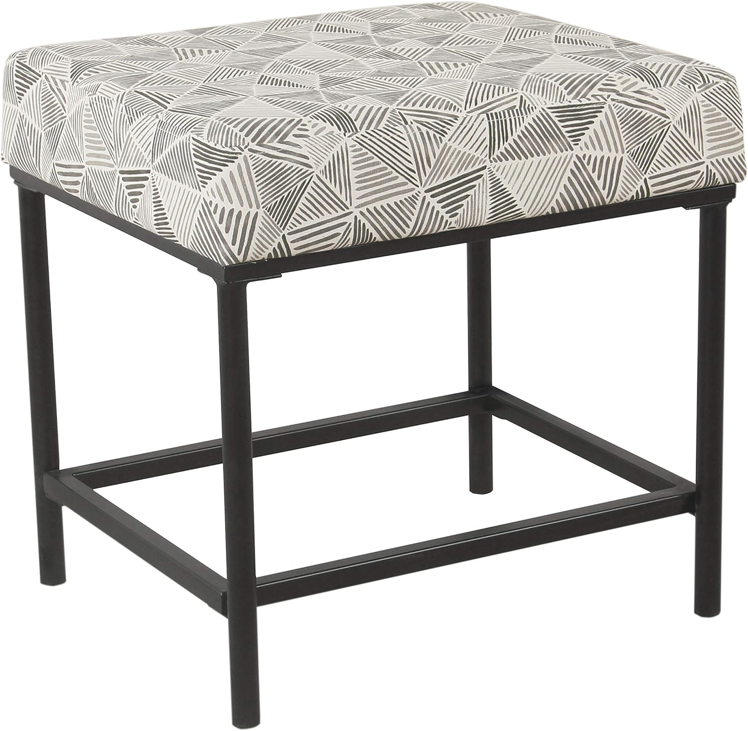 Spatial Order Hudson Modern Velvet Ottoman, Gray Lines Pack of 2