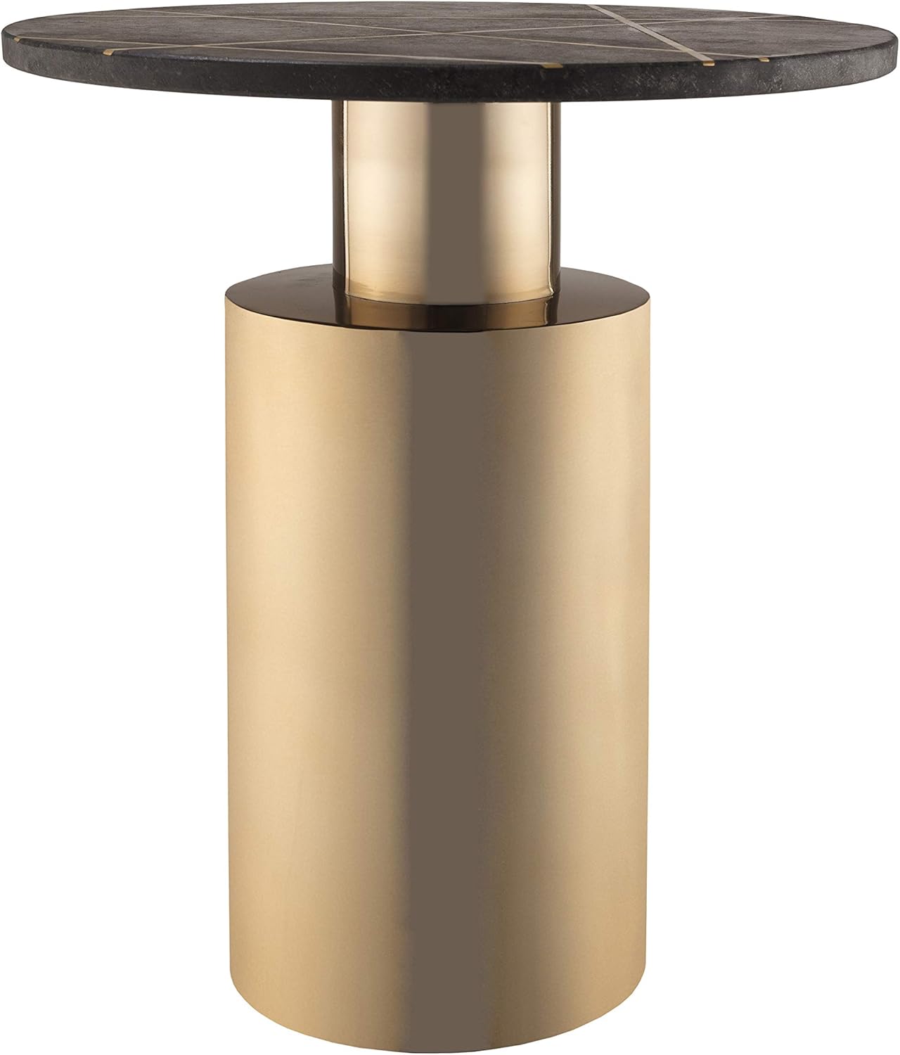 TOV Furniture Terzo Modern Marble Round Side Table with Gold Base, 16.1