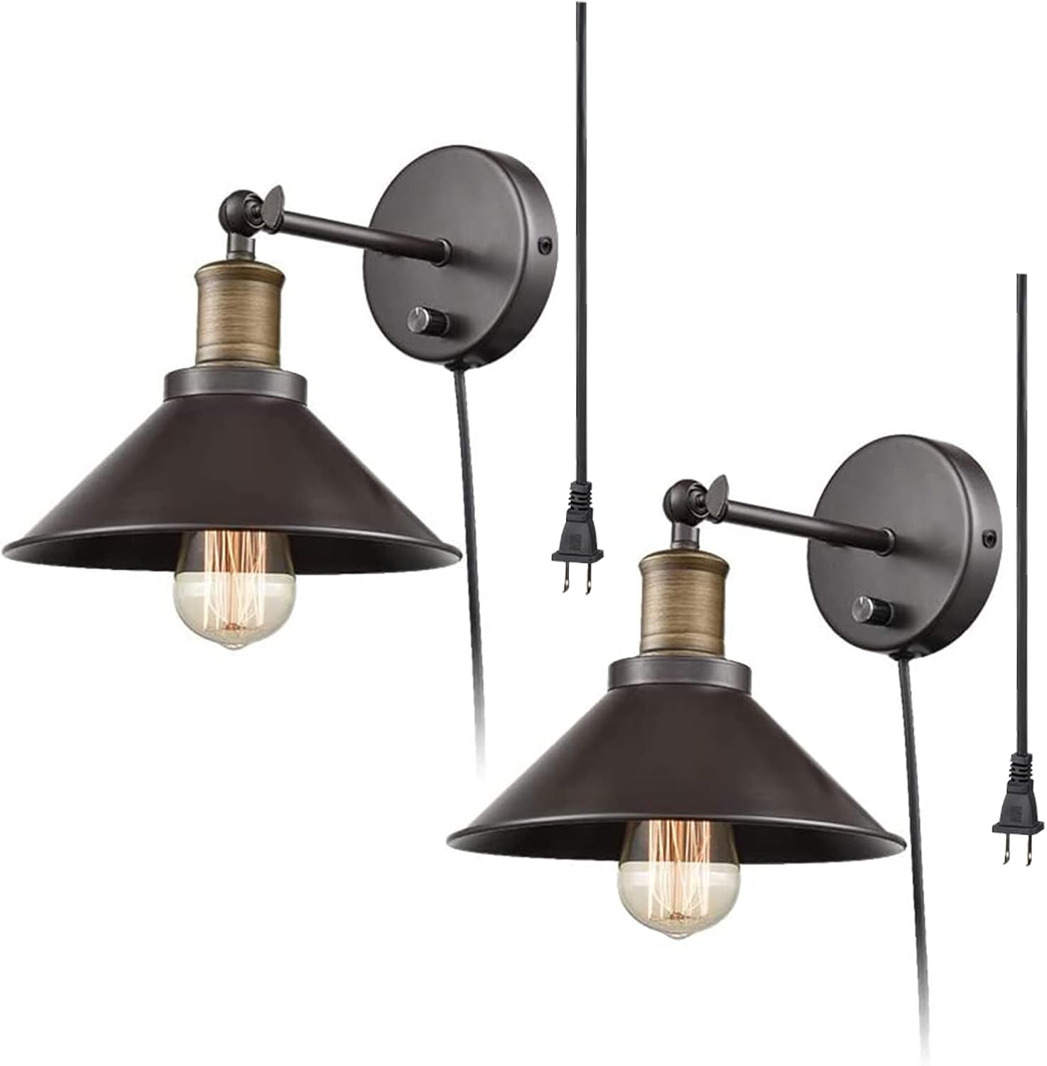 CLAXY Industrial Light Adjustable Wall Sconce Simplicity 1 Light Wall Lamp-2 Pack