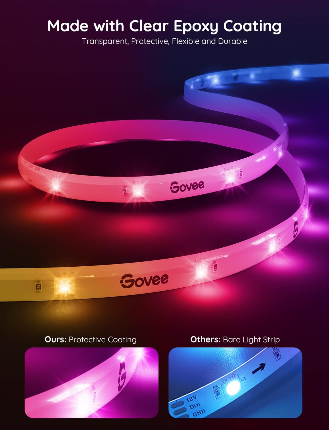Govee 32.8ft RGBIC LED Strip Lights, WiFi Color Changing LED Lights Segmented Control, Work with Alexa and Google Assistant, Music LED Lights for Bedroom, Kitchen, Party, 2x16.4ft Pack of 2