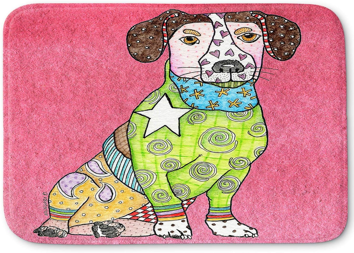 Dia Noche Memory Foam Bathroom or Kitchen Mats by Marley Ungaro - Jack Russell Pink Large 34