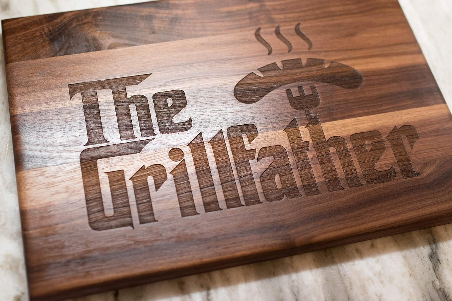 Gifts For Dad - Gift For Men - USA Made Wood Cutting Board - The Grillfather Cutting Board, perfect gift for Dad, Stepfather gift, and grandfather gift. Handmade USA Cutting Board Pack of 2