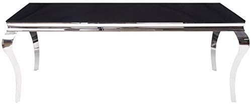 ACME FURNITURE Fabiola Dining Table - - Stainless Steel & Black Glass