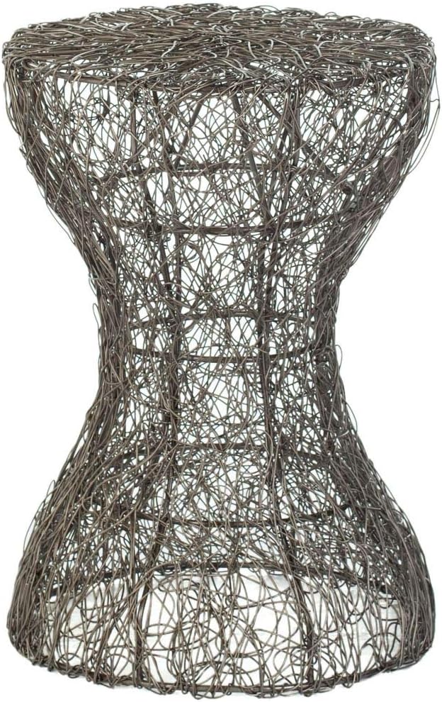 Safavieh Jonah Steelworks Iron Zig-Zag Link Side Table, Aged Zinc Pack of 2