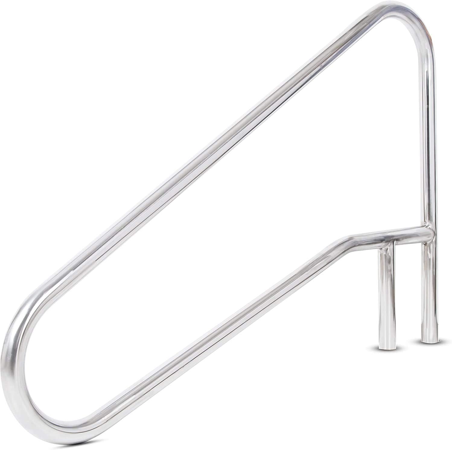 ECOTRIC Pool Handrail Deck Mounted Swimming Pool Step/Stair Rail 304 Stainless Steel Cross Brace