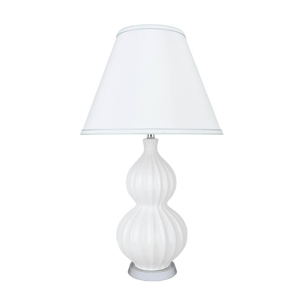 Aspen Creative 40186-41, 25 inch High Transitional Ceramic Table Lamp, White and Hardback Empire Shaped Lamp Shade in White, 14