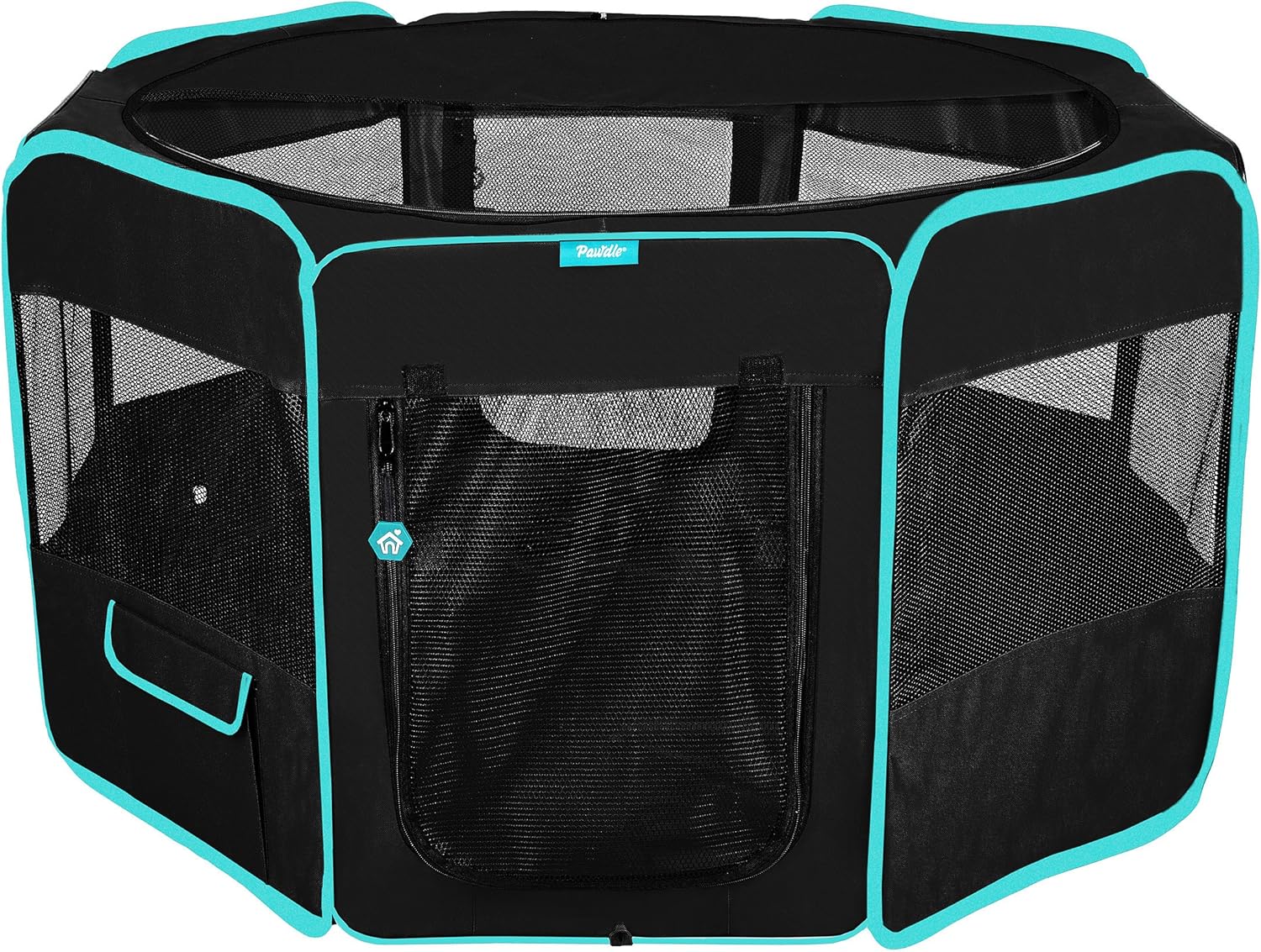 Pawdle Deluxe Premium Foldable Portable Traveling Exercise Pet Playpen Kennel Cats, Dogs, Kittens and All Pets - Travel Carrying Case - In Ground Stakes - Removable Shaded Cover and Bottom Pack of 2