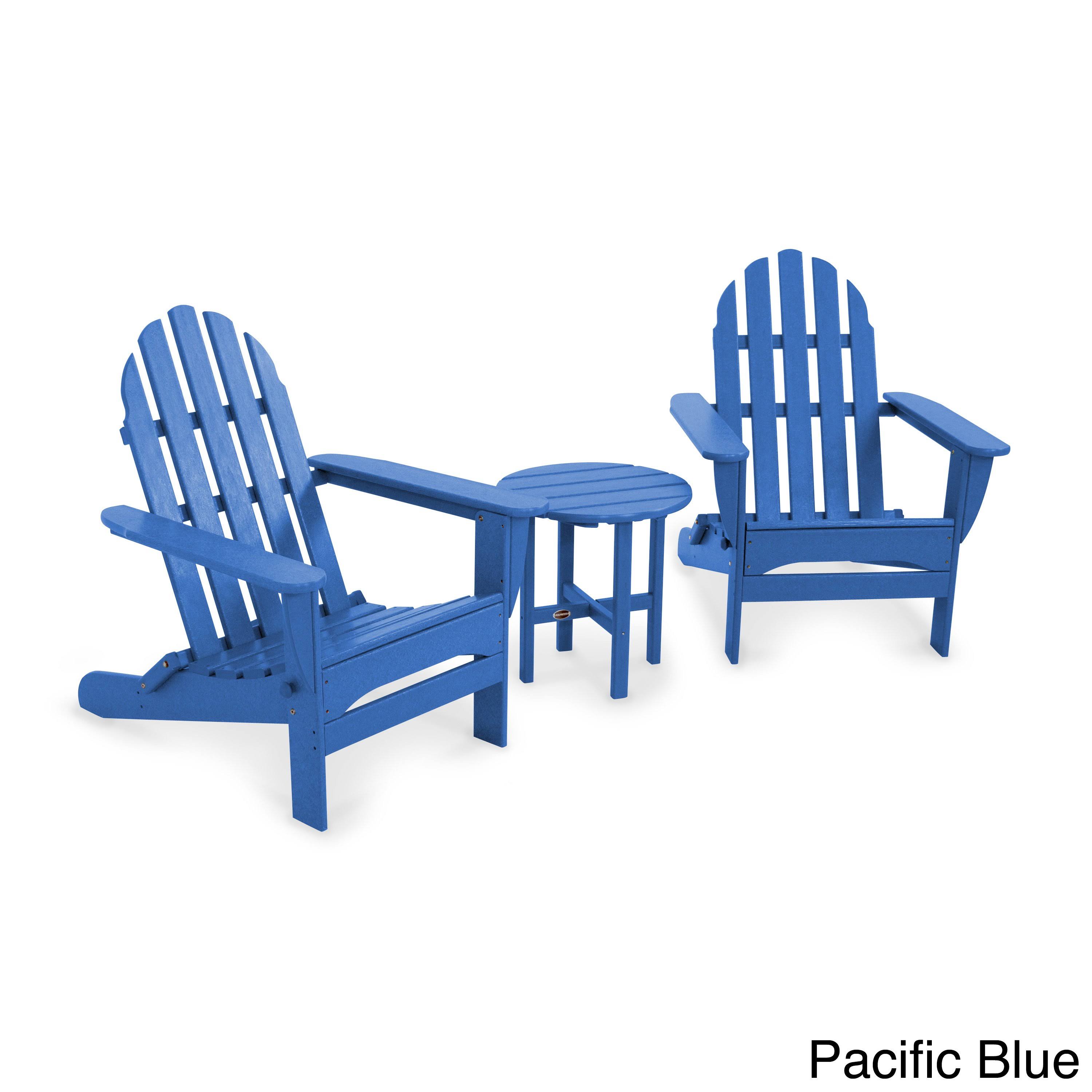 POLYWOOD Classic Folding Adirondack 3-Piece Set - Pacific Blue